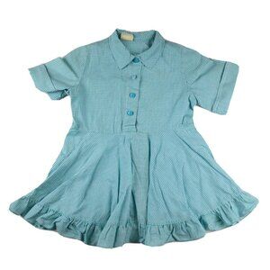 VINTAGE GIRL S BLUE PLAID CHECK DRESS - HONEYSUCKLE SEARS